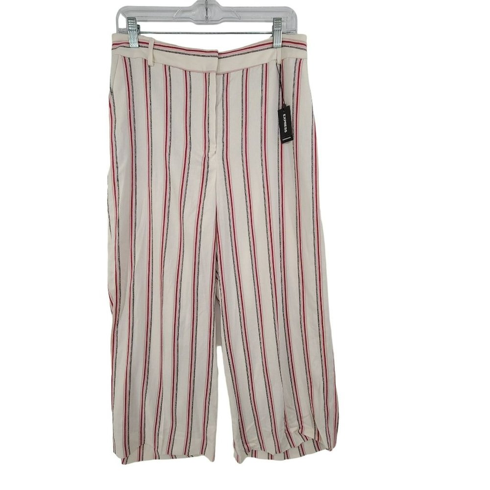Express Women's High Rise Cropped Culottes Striped Pants Size 10R